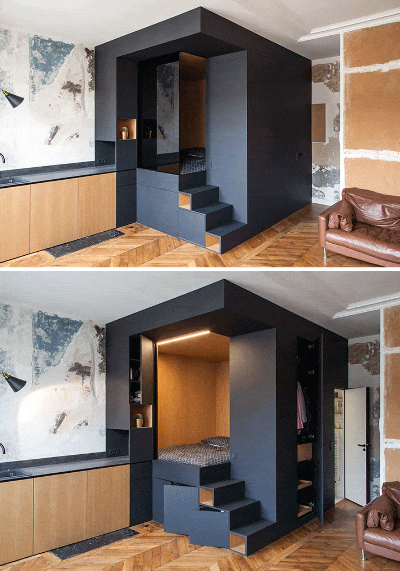Пример создания закрытой спальни в маленькой квартире вдохновение