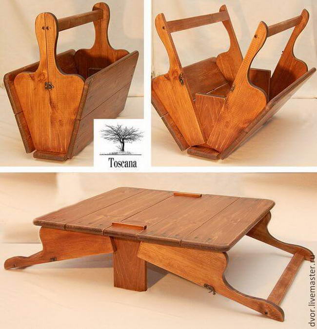 Как сделать раскладной стол-корзинку из дерева сделай сам